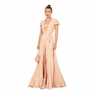 Reformation Rosie Wrap Maxi Dress | Plunge Neck High Slit Flutter‎ Sleeve NWOT M